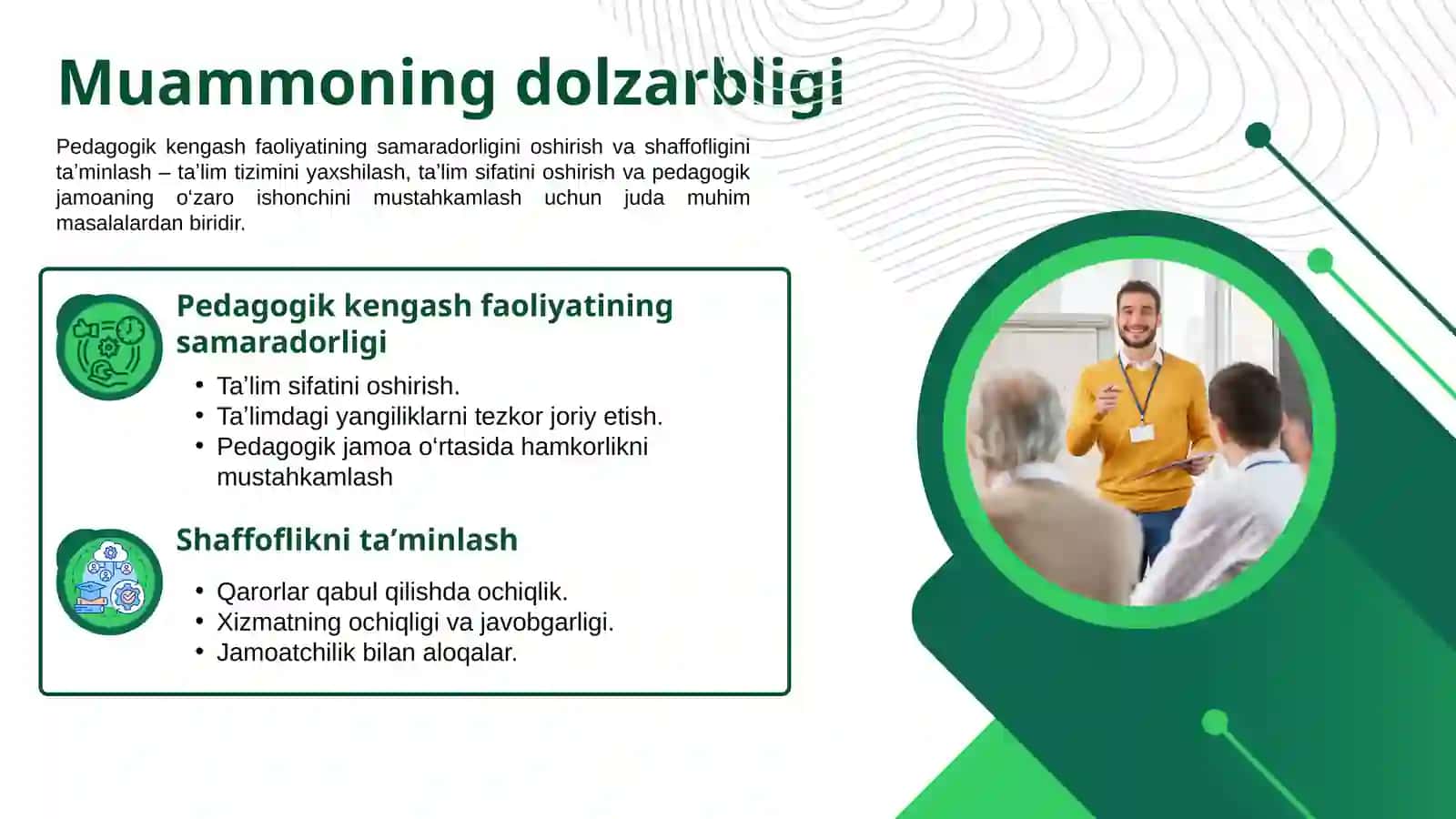 Pedagogik kengash faoliyatining samaradorligini oshirish va shaffofligini taʼminlash 2