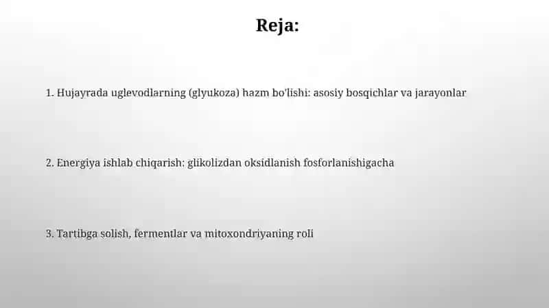 Hujayrada uglevodlar(gulikoza) ning hazm boʻlishi 2