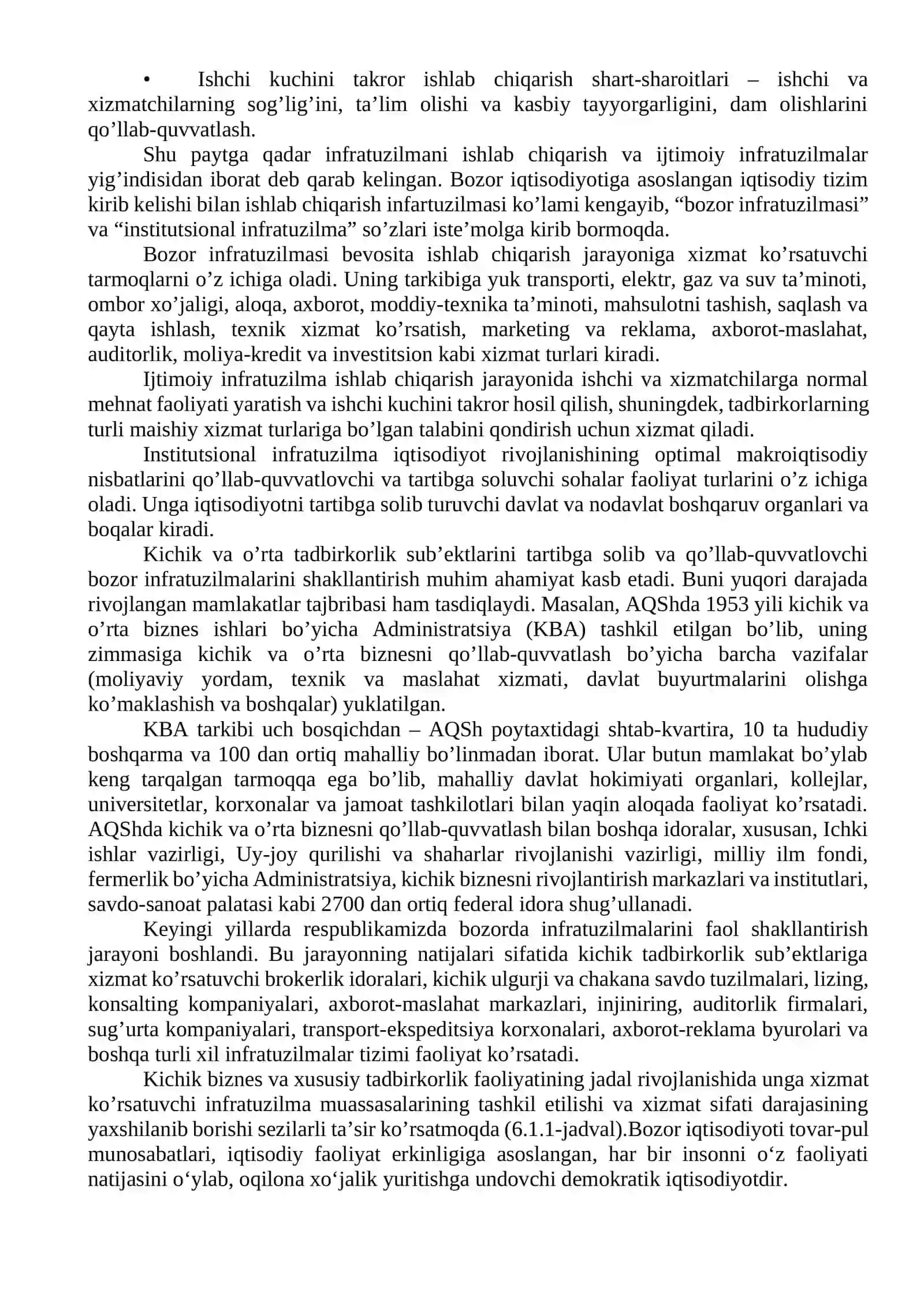 Infratuzilmaning mohiyati, ahamiyati va turlari. «Bozor infratuzilmasi iqtisodiyoti» fanining predmeti va usullari 2