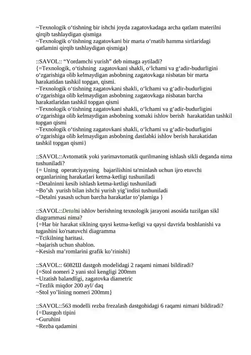 Avtomatlashtirilgan ishlab chiqarishning texnologik jihozlari 2