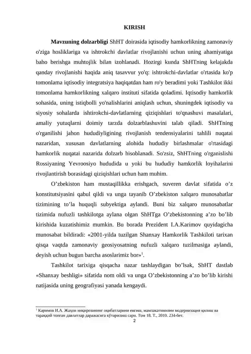 SHANXAY TASHKILOTINING SHAKLLANISHI VA UNING MINTAQAVIY MUNOSABATLARDAGI ROLI 2