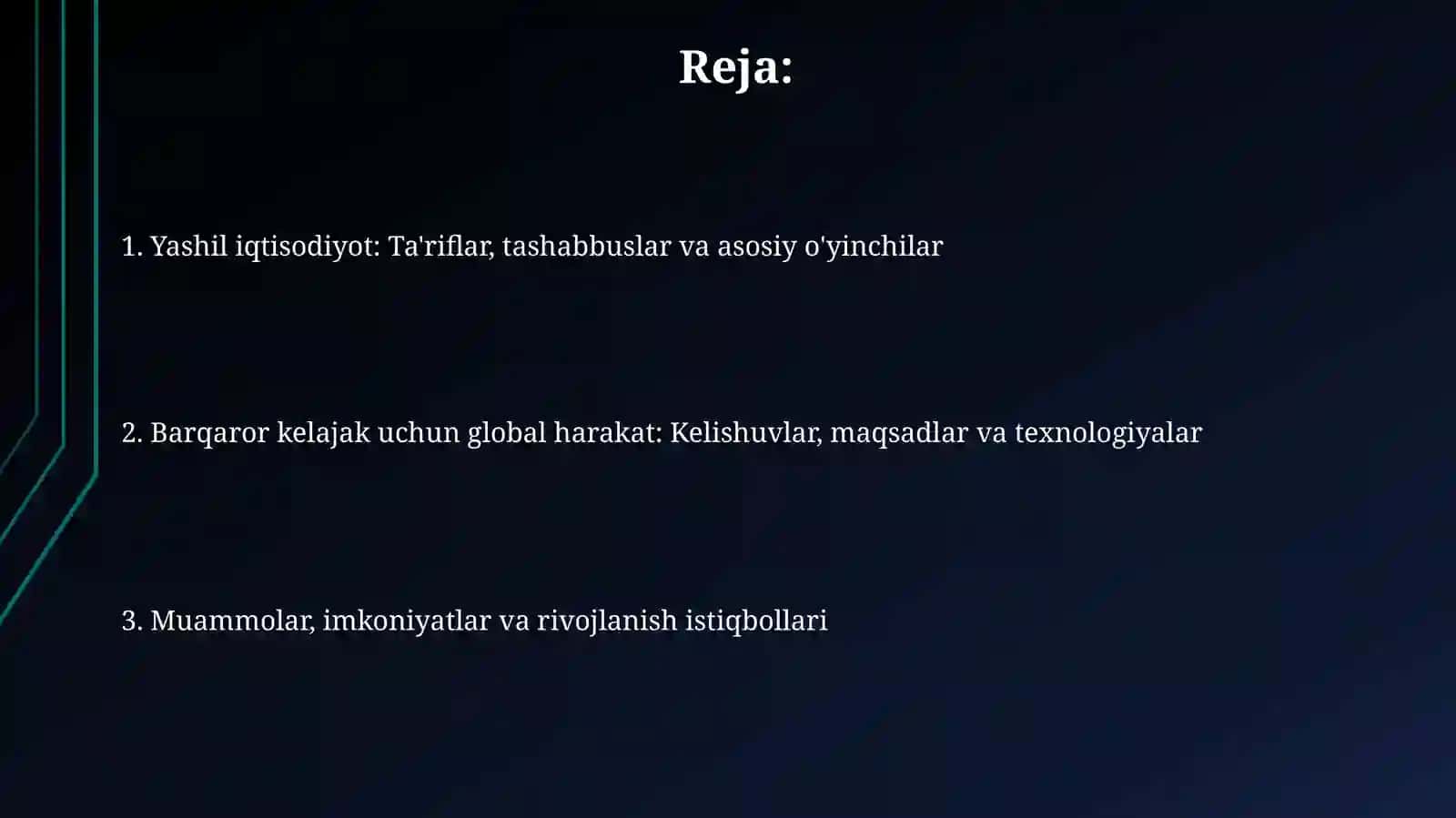 Yashil iqtisodiyotga taalluqli xalqaro tashabbuslar 2