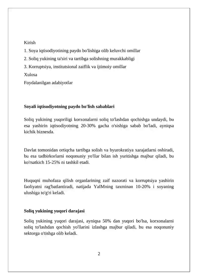 Hufyona iqtisodiyotning kelib chiqish sabablari 2