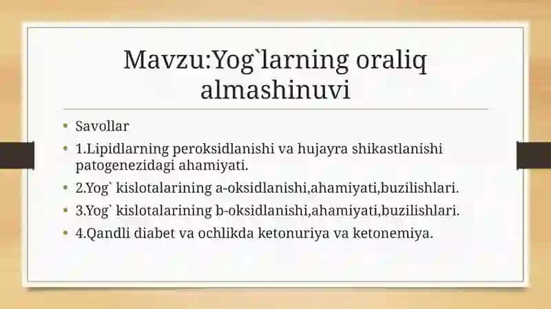 Lipidlarning peroksidlanishi 2