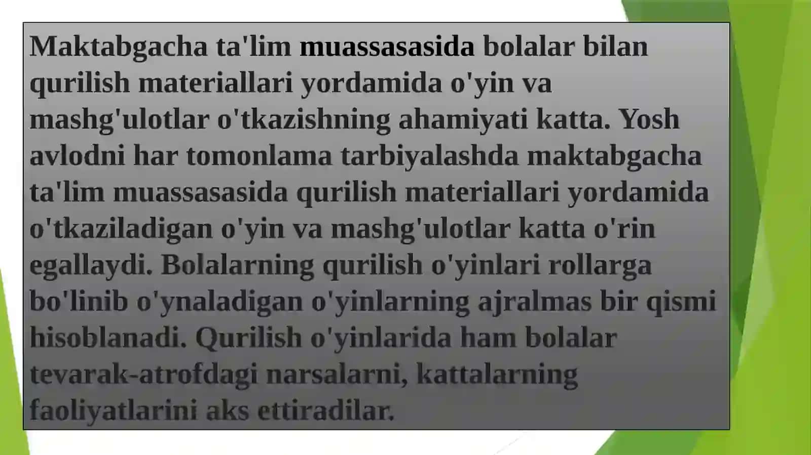 Qurish, konstruksiyalash va matematika markazida faoliyatlar 2