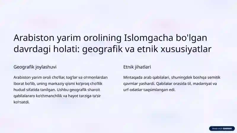 Islom dinining paydo bo‘lishidagi ijtimoiy-siyosiy va madaniy sharoitlar 2
