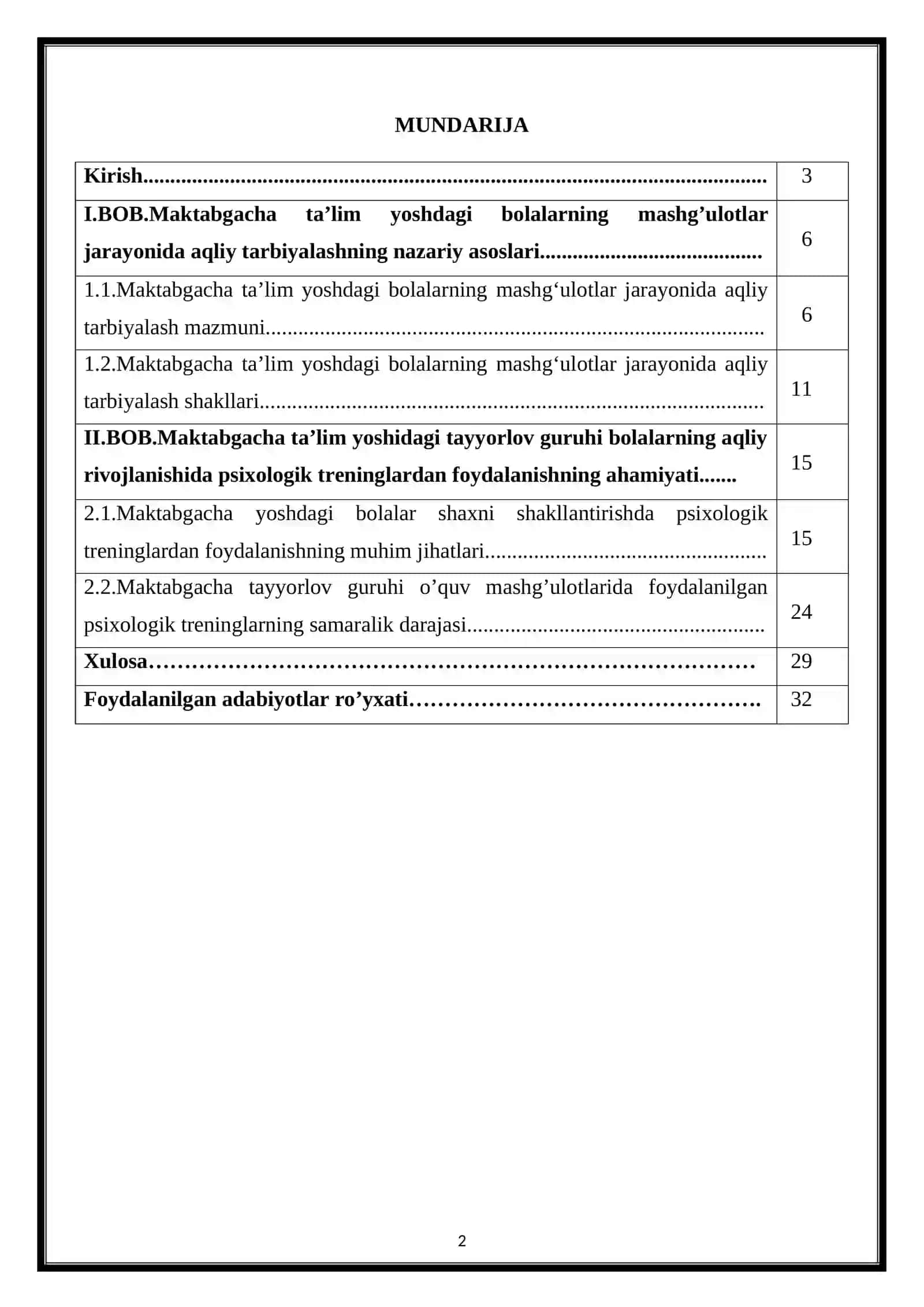 MAKTABGACHA TA’LIM MUASSASALARIDA TAYYORLOV GURUHI BOLALARNING AQLIY RIVOJLANISHIDA PSIXOLOGIK TRENINGLARDAN FOYDALANISH 2
