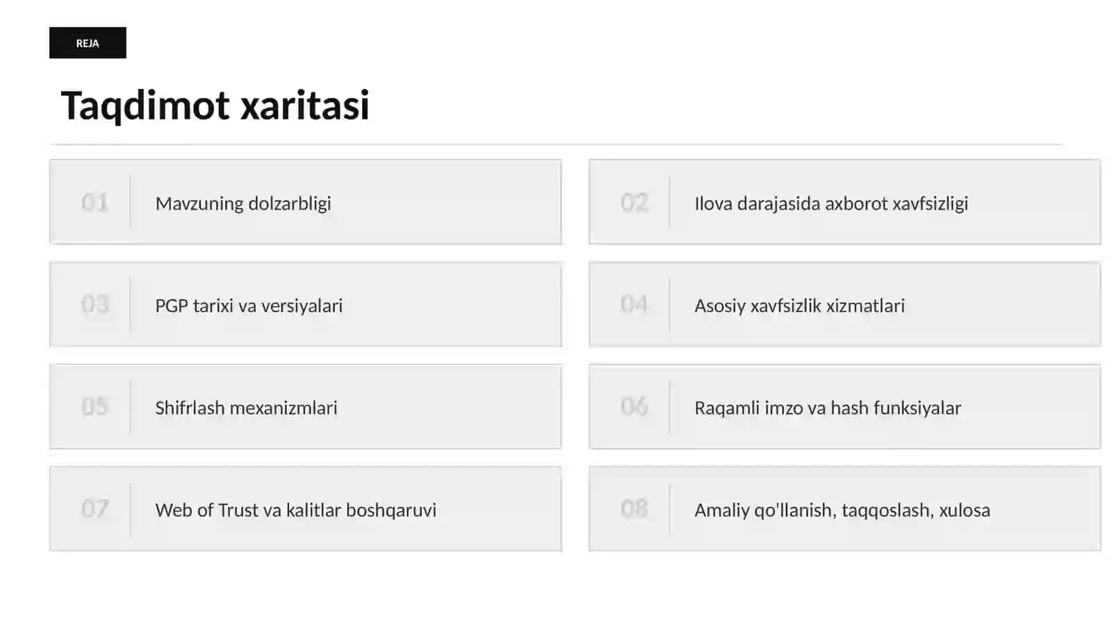 Ilova darajasida axborot xavfsizligi protokoli — PGP 2
