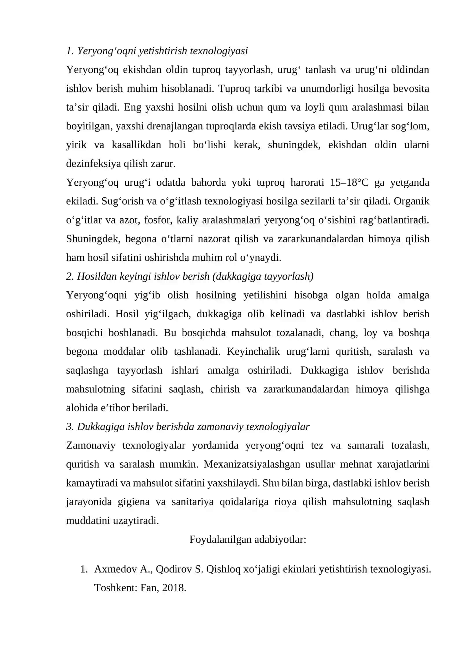 YERYONG’OQNI ETISHTIRISH VA DUKKAGIGA DASTLABKI ISHLOV BERISH 2