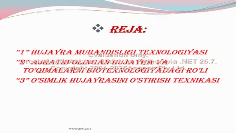 Xujayra muhandisligining mohiyati va vazifalari 2