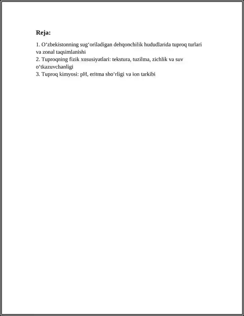 O‘ZBEKISTONNING SUG‘ORILADIGAN DEHQONCHILIK HUDUDLARINING TUPROQLARI 2