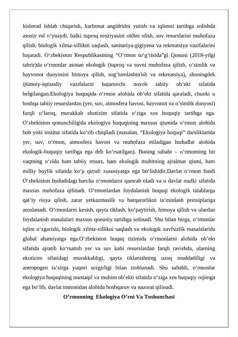 O‘rmon – ekologiya huquqning alohida obyekti 2