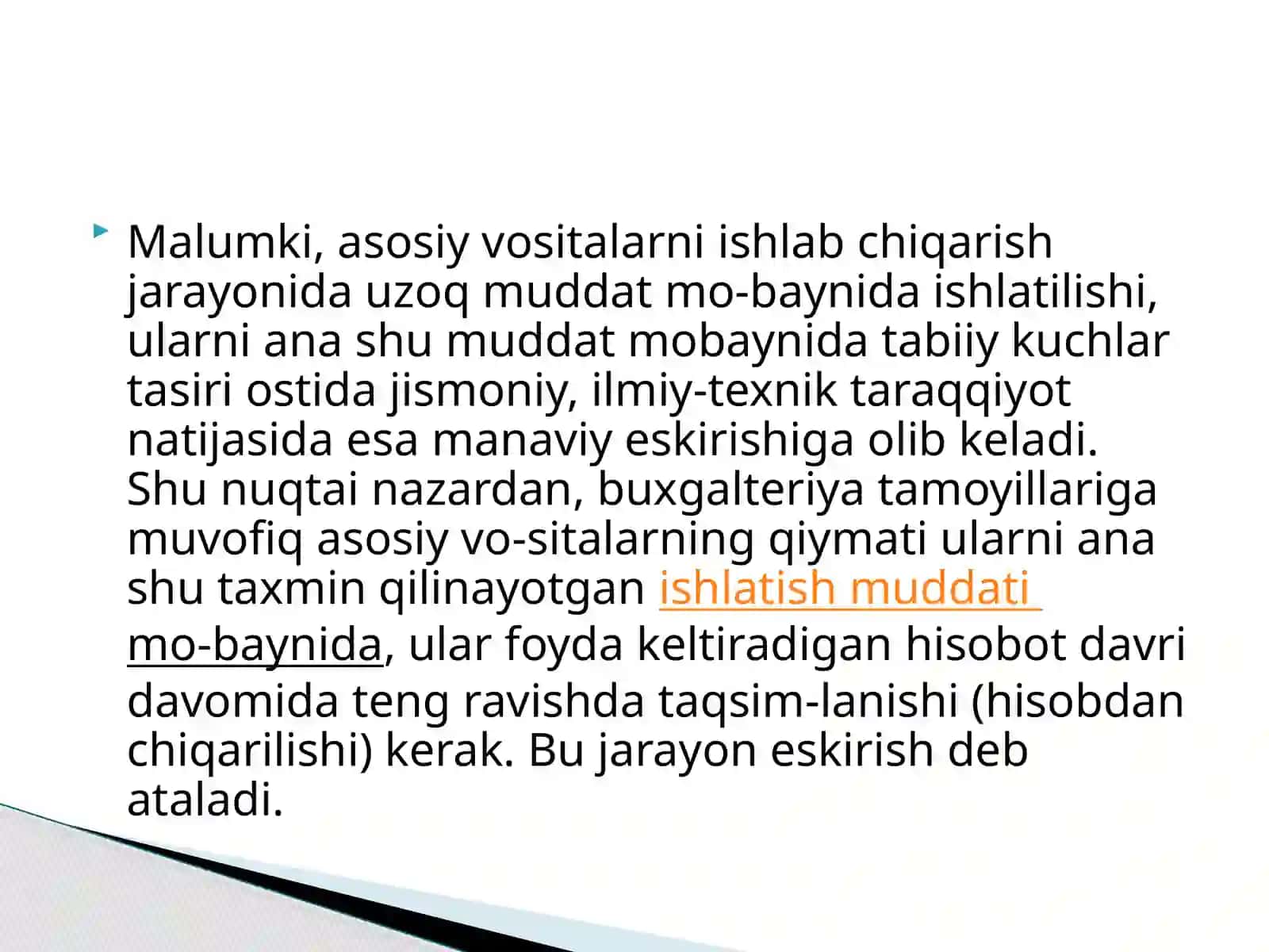 Asosiy vositalarga amortizatsiya hisoblash tartibi 2
