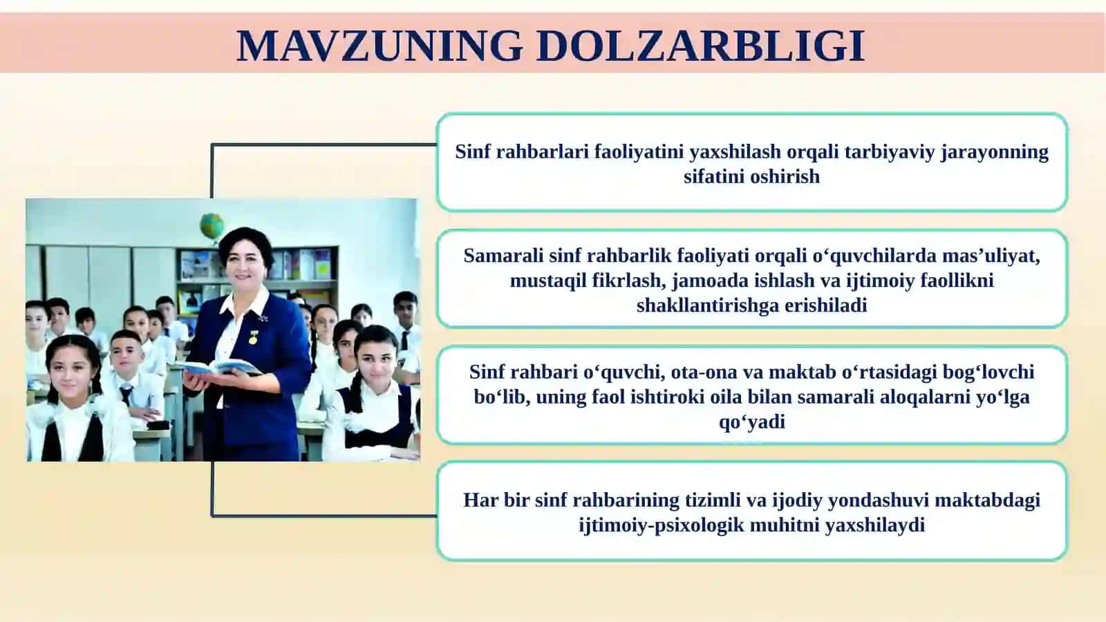 Maktabda sinf rahbarlari faoliyati samaradorligini oshirish 2