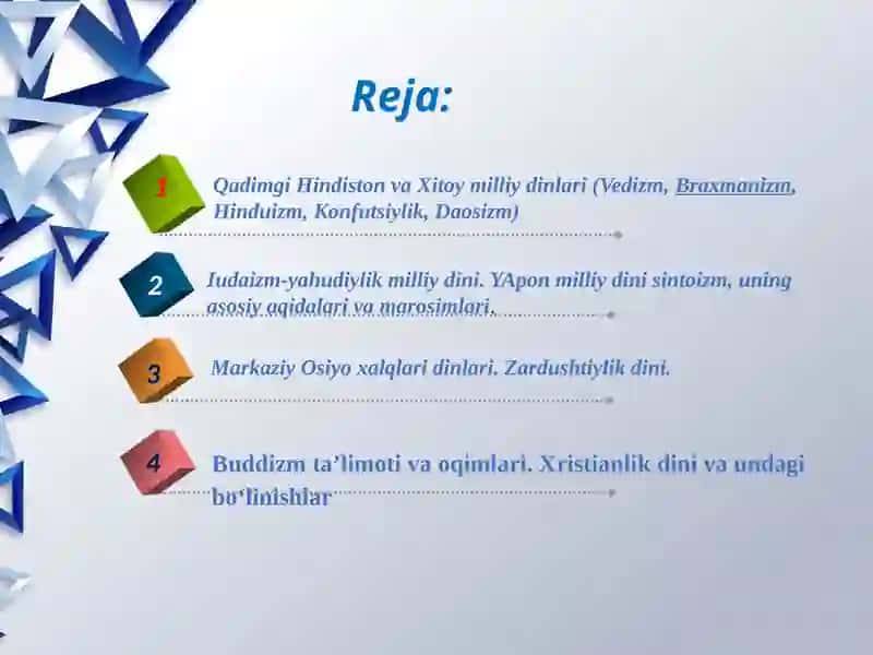 Milliy dinlar. Konfutsiylik , Daosizm, Iudaizm – yaxudiylik dinilari 2