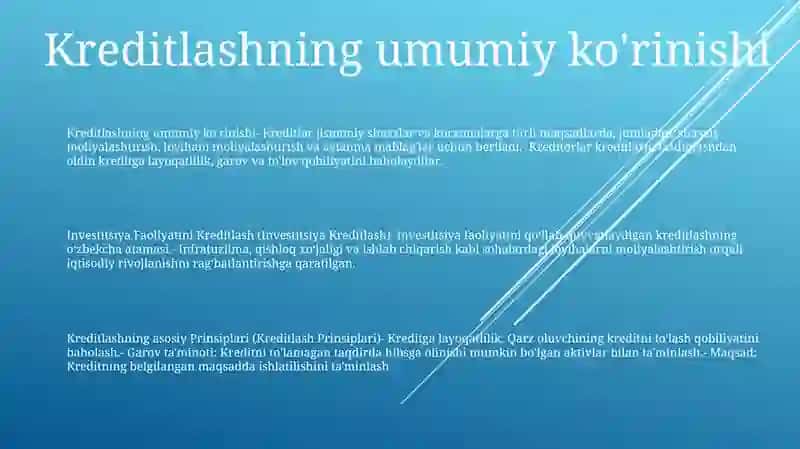 Investitsiya Faoliyatini Kreditlash 2