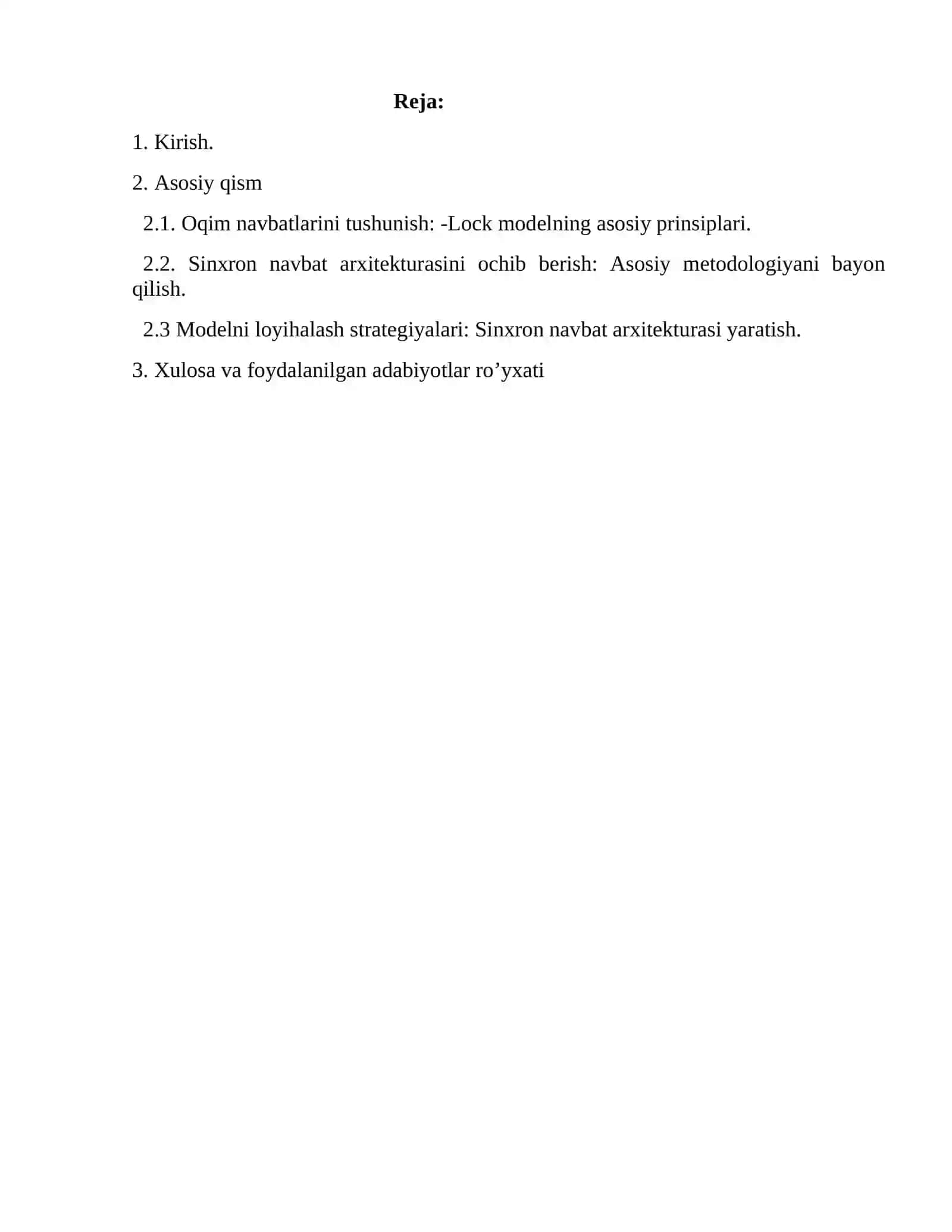 Bir vaqtda ishlaydigan oqimlar uchun sinxron navbat arxitekturasi (2-Lock model) 2