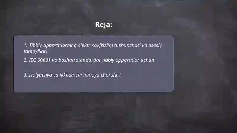 Tibbiy apparatlarning elektr xavfsizligi 2