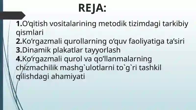 Ko'rgazmali qurollar yaratishda AKTdan foydalanish (turli dasturlar asosida). 2