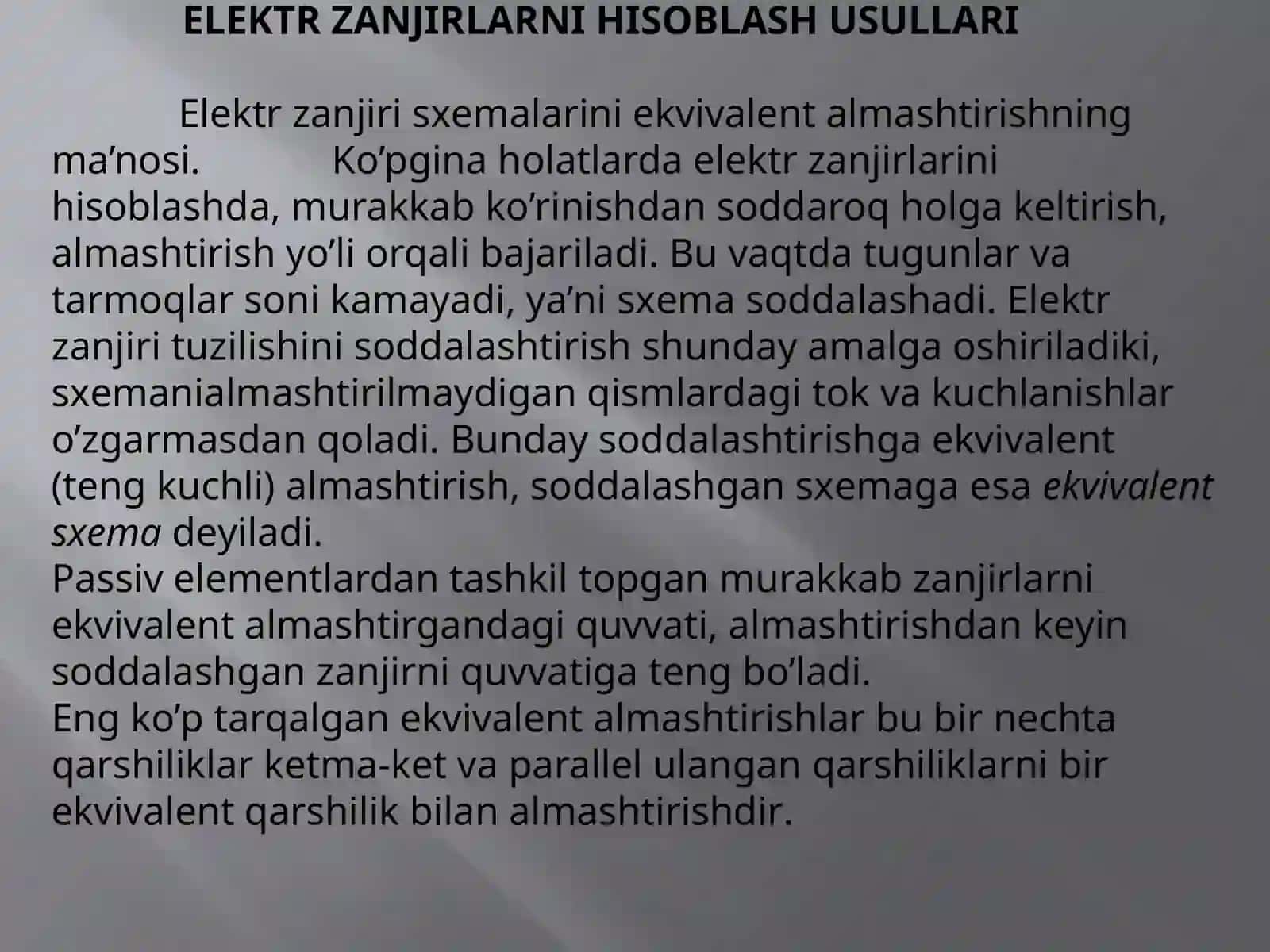 elektr zanjirlarinihisoblashusillarireja 2