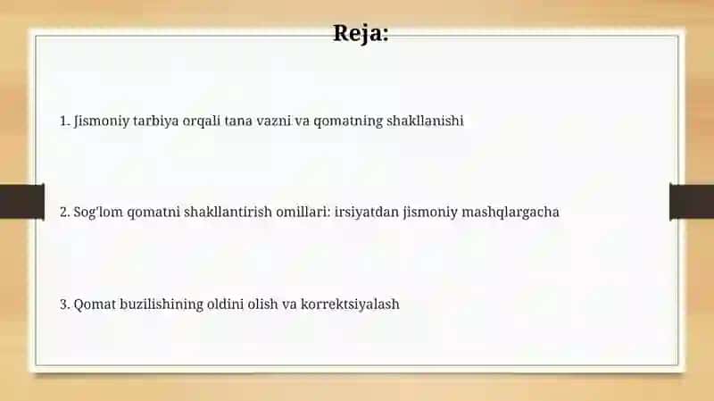 Jismoniy tarbiya jarayonida tana vazni va qaddi-qomatini shakllantirish 2