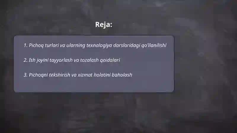 Texnalogiya darslarida pichoqdan foydalanish qoidalari 2