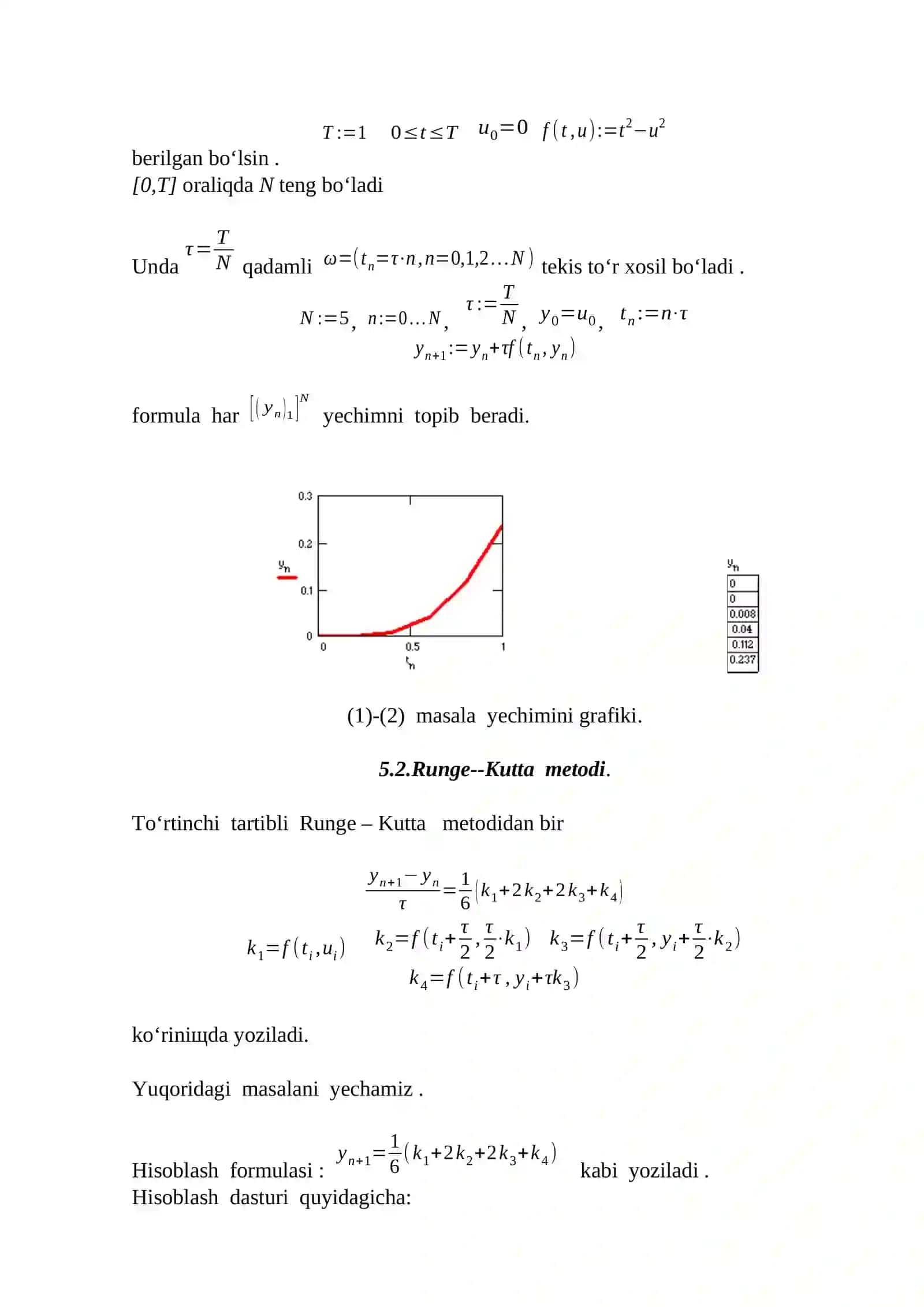 MATHCADDA DIFFERENSIAL TENGLAMALARGA QUYILGAN MASALALARNI YECHISH 2