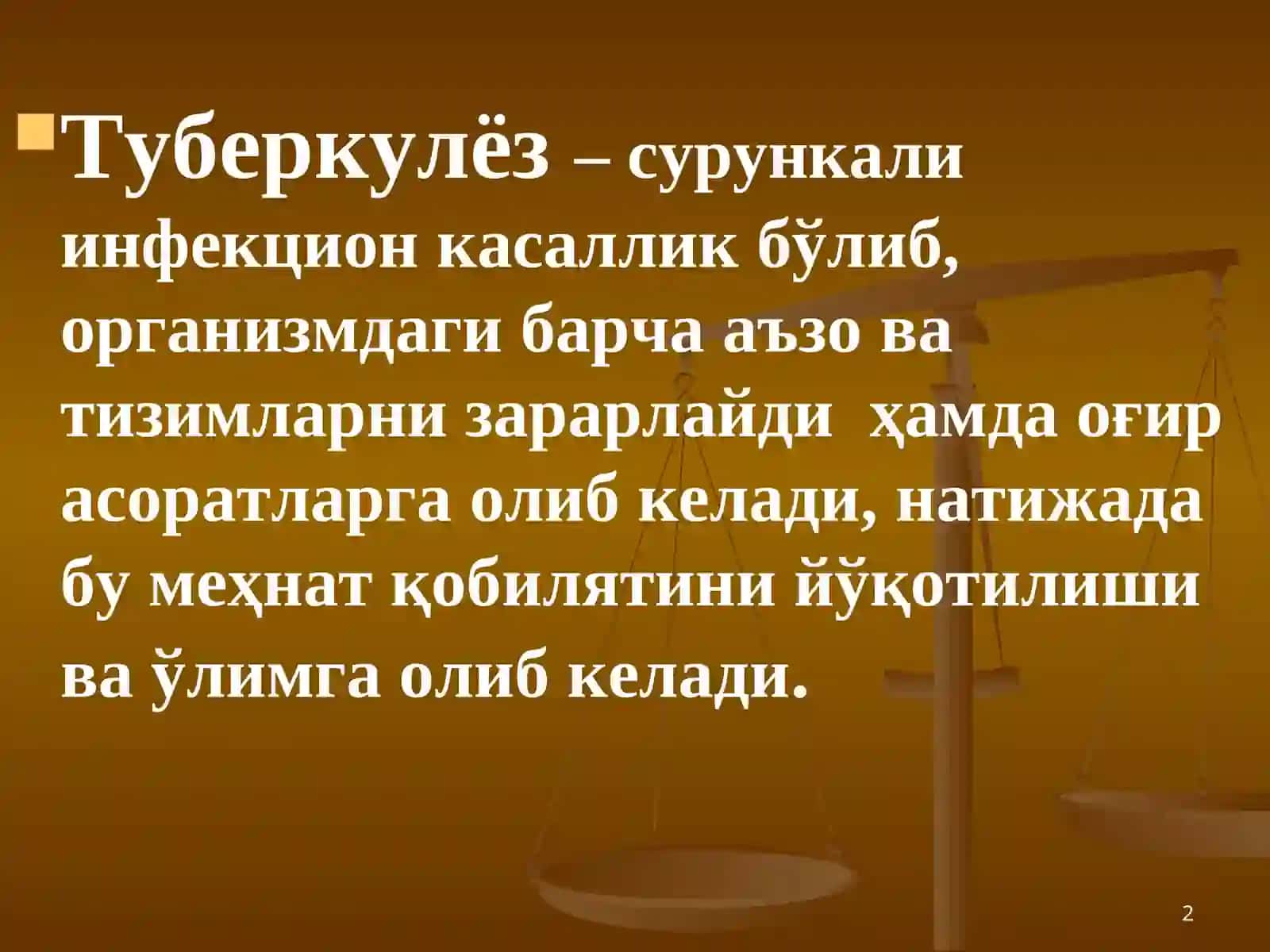 Ўзбекистонда туберкулёзга қарши курашни ташкил қилиш ва профилактика усуллари 2
