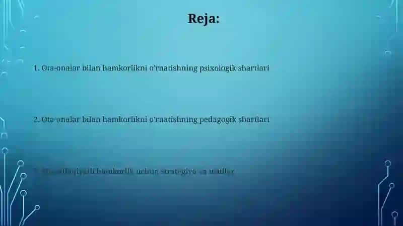 Ota-onalar bilan hamkorligni yõlga qõyishning pedagogik-psixologik shart-sharoitlari 2
