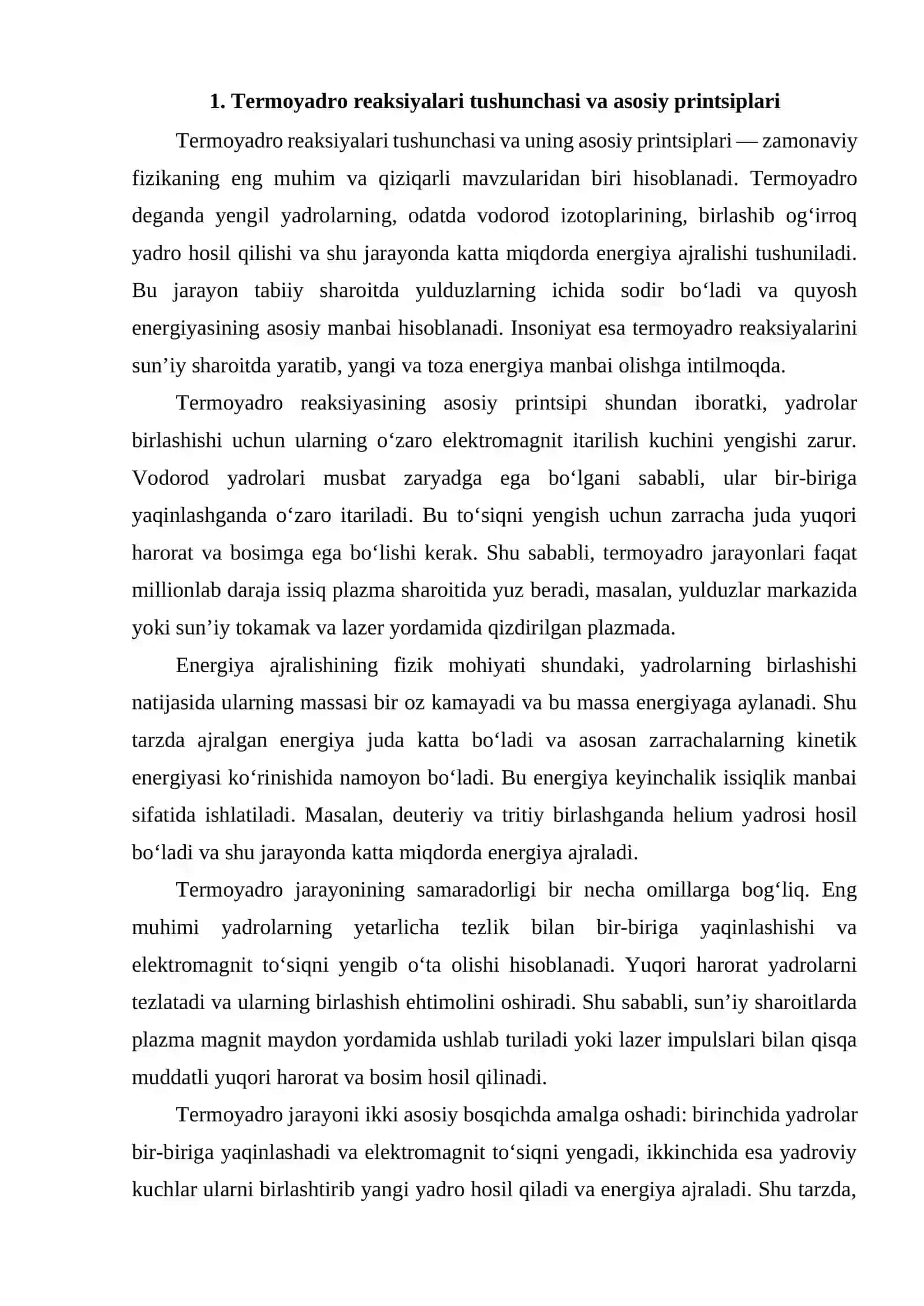Boshqariladigan termoyadro reaksiyalari (sintez) 2