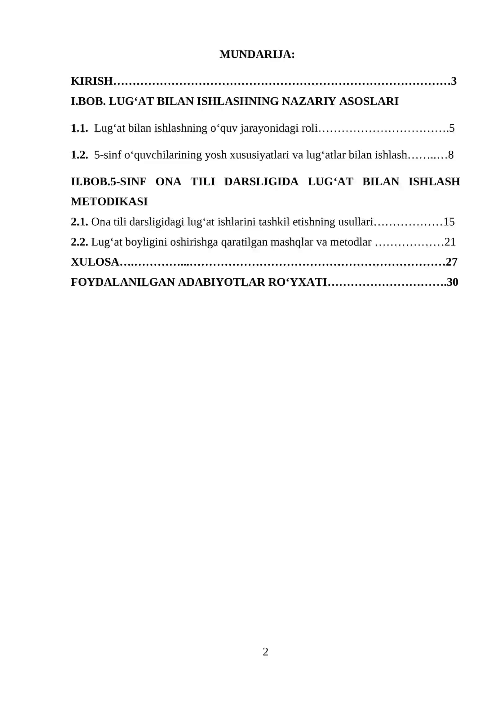 UMUMTA’LIM MAKTABLARIDA LUG‘AT BILAN ISHLASHNI TASHKIL ETISH METODIKASI 2