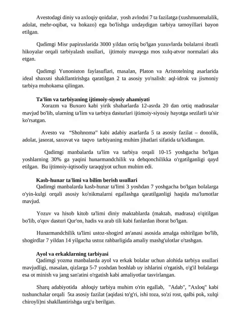 Eng qadimgi yozma manbalarda talim tarbiyaga oid fikrlar 2