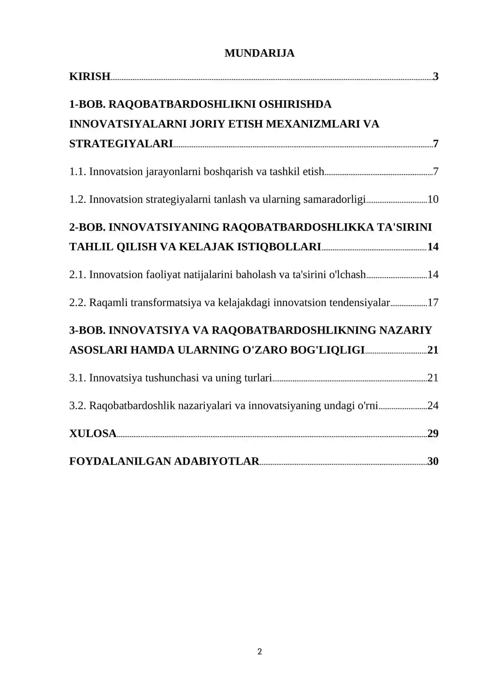 RAQOBATBARDOSHLIKNI OSHIRISHDA INNOVATSIYALARNI JORIY ETISH MEXANIZMLARI VA STRATEGIYALARI 2