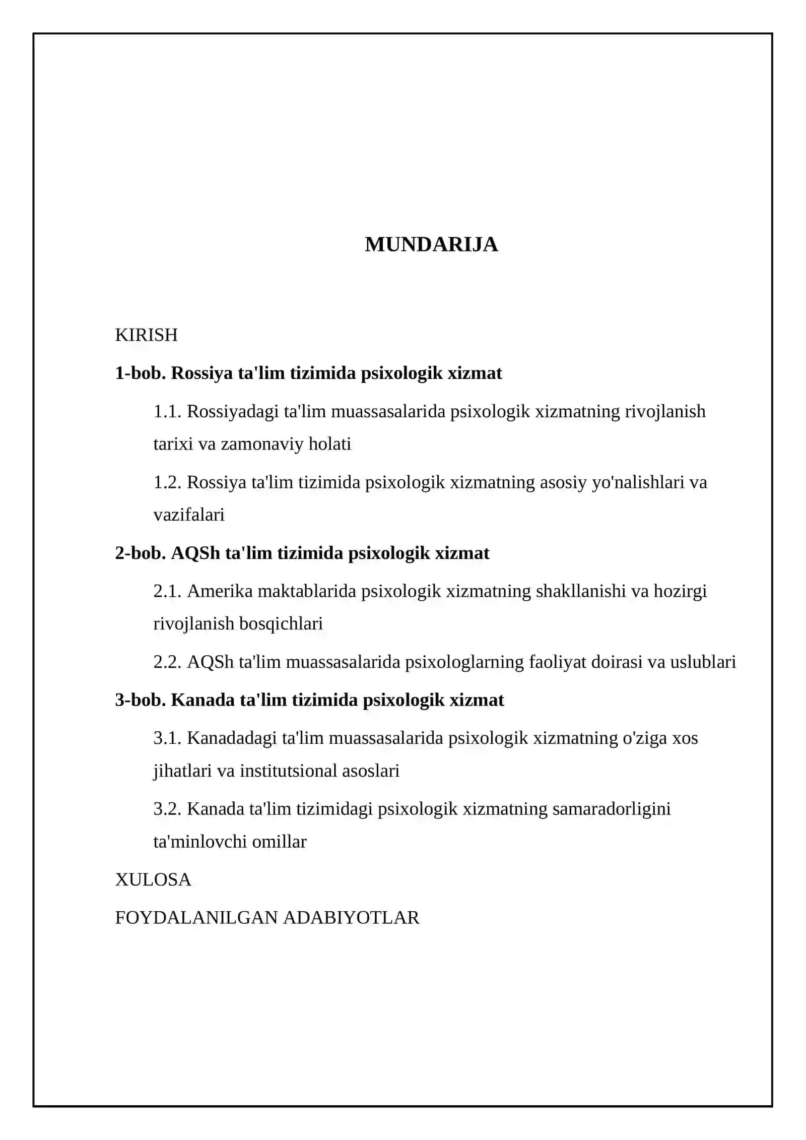 Rossiya,AQSh,Kanada ta'lim tizimida psixologik xizmat 2