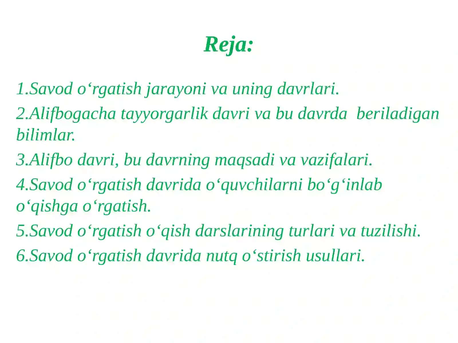 Savod o‘rgatish jarayoni 2