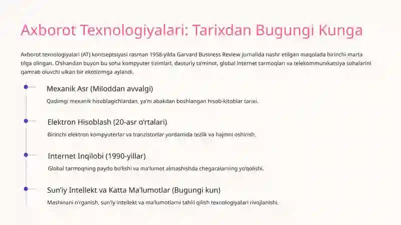 Axborot Texnologiyalari: Tarixdan Bugungi Kunga 2