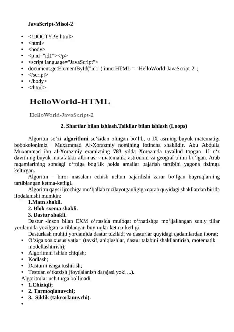 JavaScriptga kirish 2