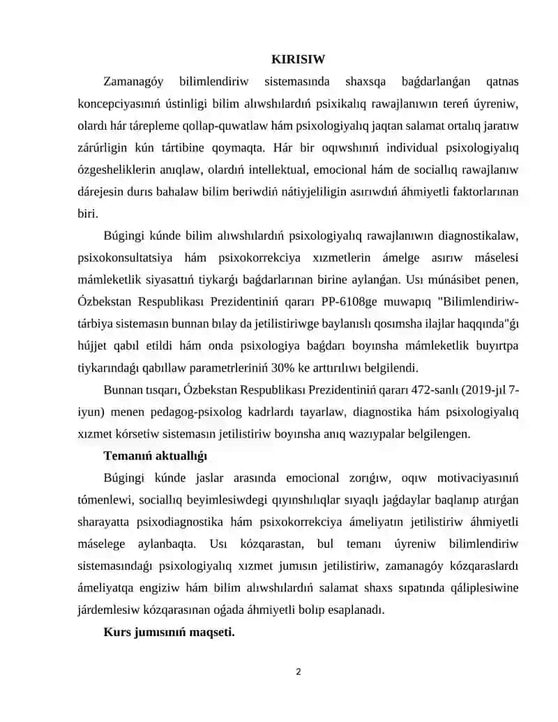 TÁLIM ALIWSHILARDIŃ PSIXIKALIQ RAWAJLANIWI TÚSINIGI HÁM ONI ÚYRENIWDIŃ TEORIYALIQ TIYKARLARI 2