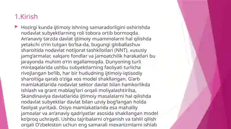 Ijtimoiy ishning nodavlat subyektlari faoliyatini xorijiy modellari 2