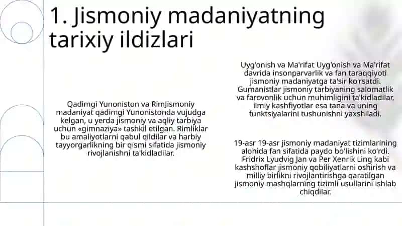 Jismoniy Madaniyat Tizimining Vujudga Kelishi 2