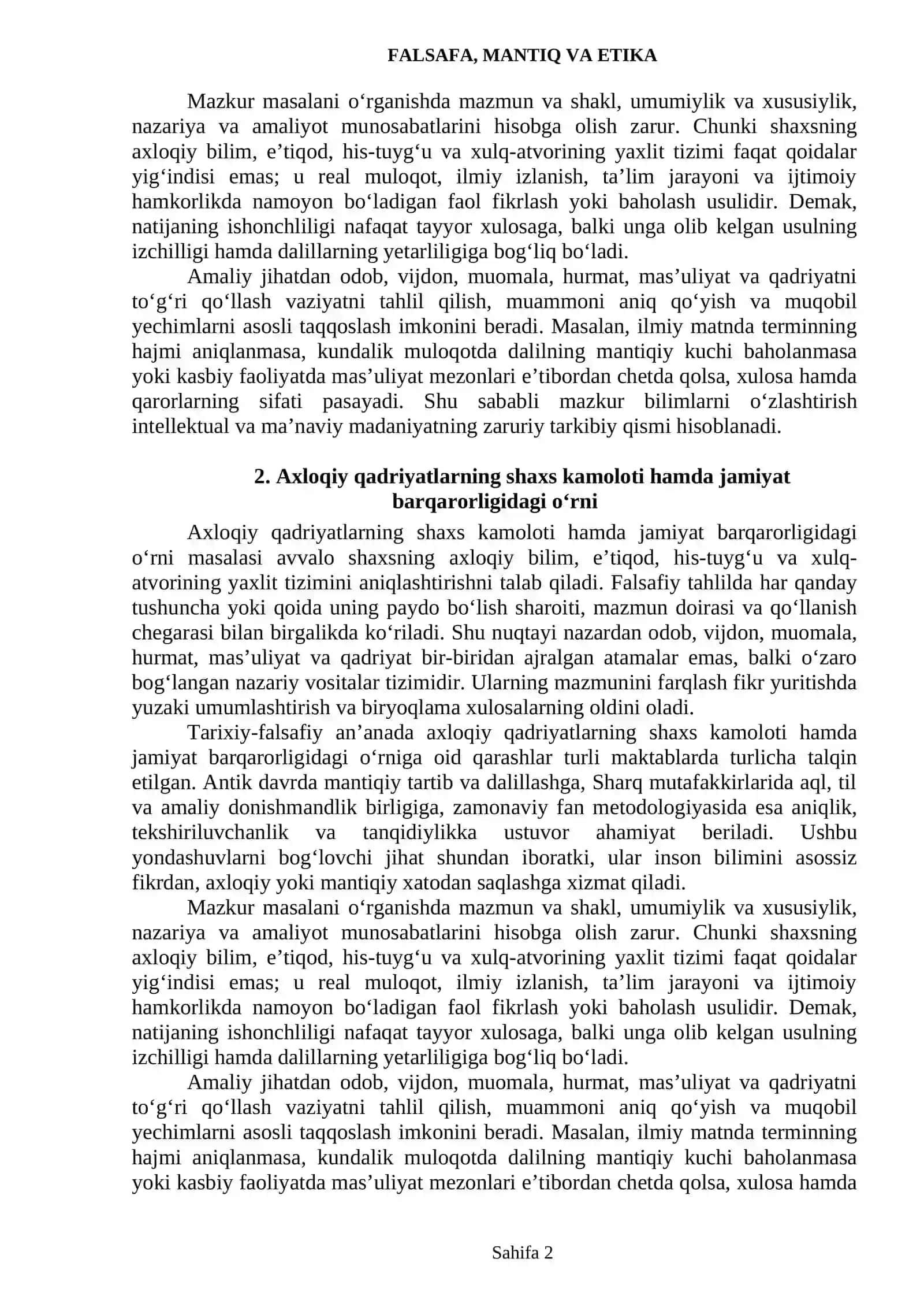 Axloqiy madaniyat va axloqiy qadriyatlar 2