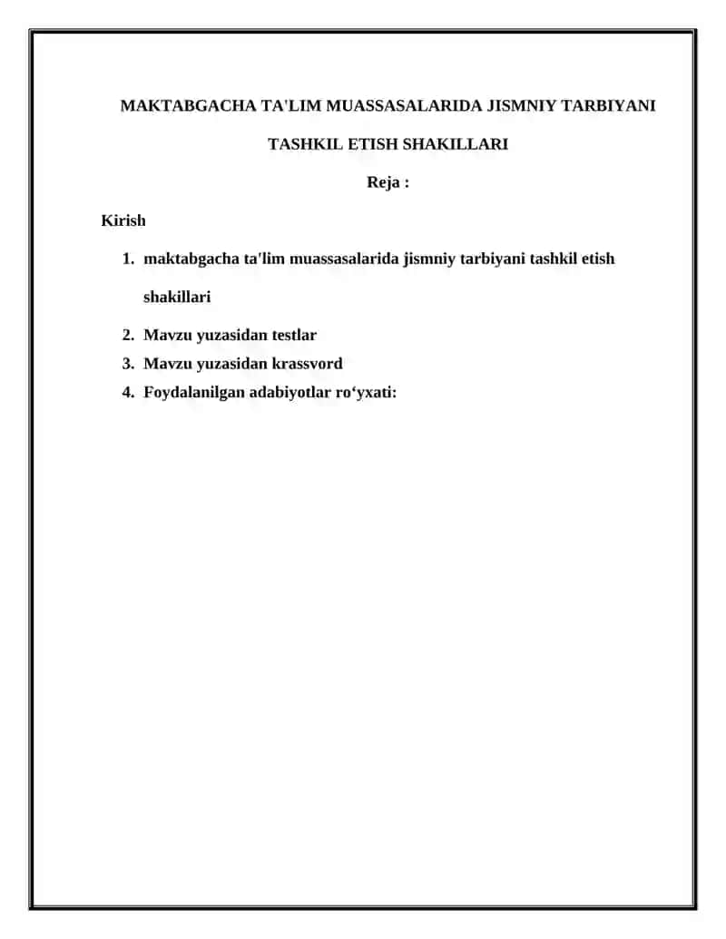 MAKTABGACHA TA'LIM MUASSASALARIDA JISMNIY TARBIYANI TASHKIL ETISH SHAKILLARI 2