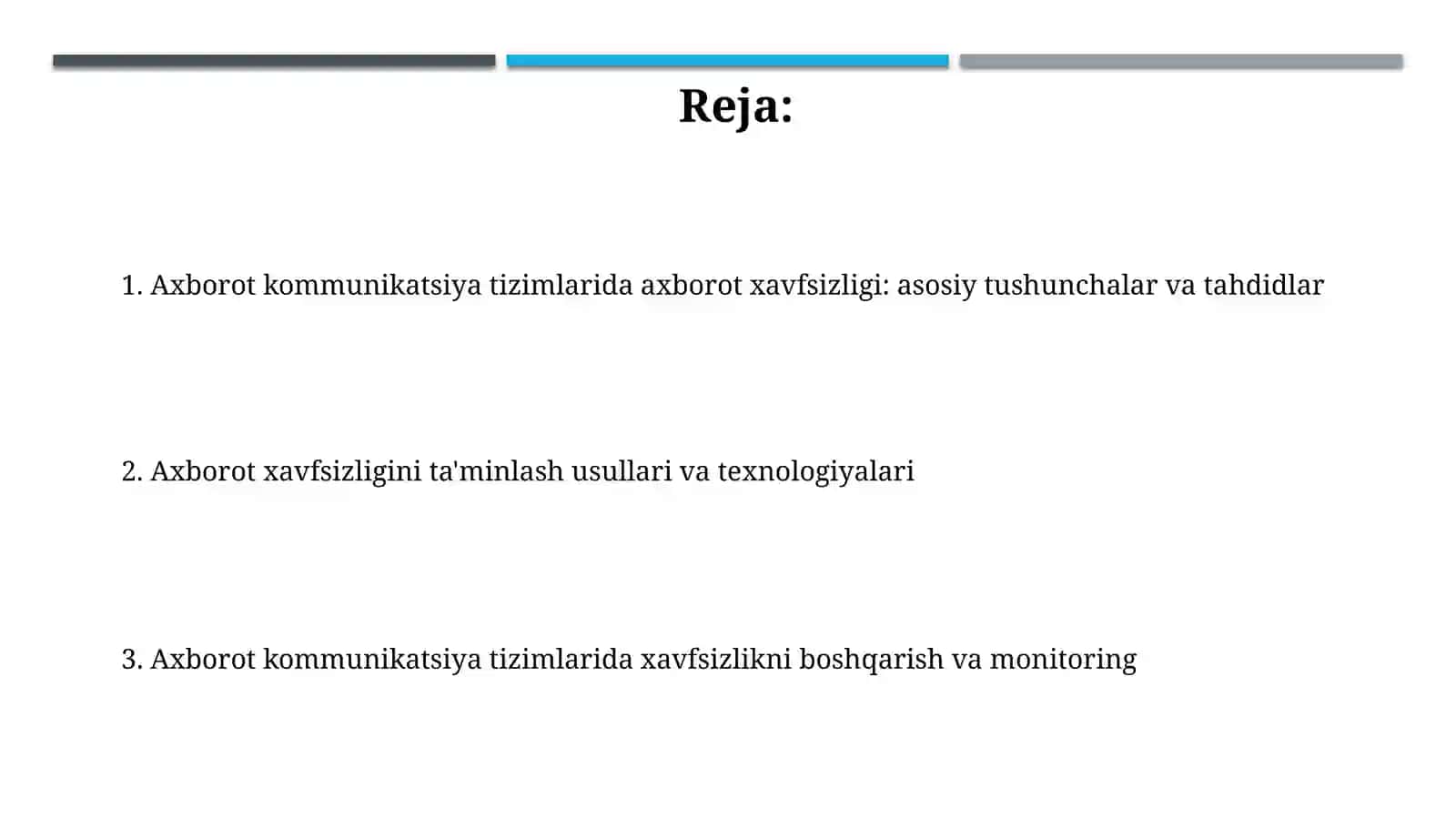 Axborot komunikatsiya tizimlarida axborot xavfsizligi 2