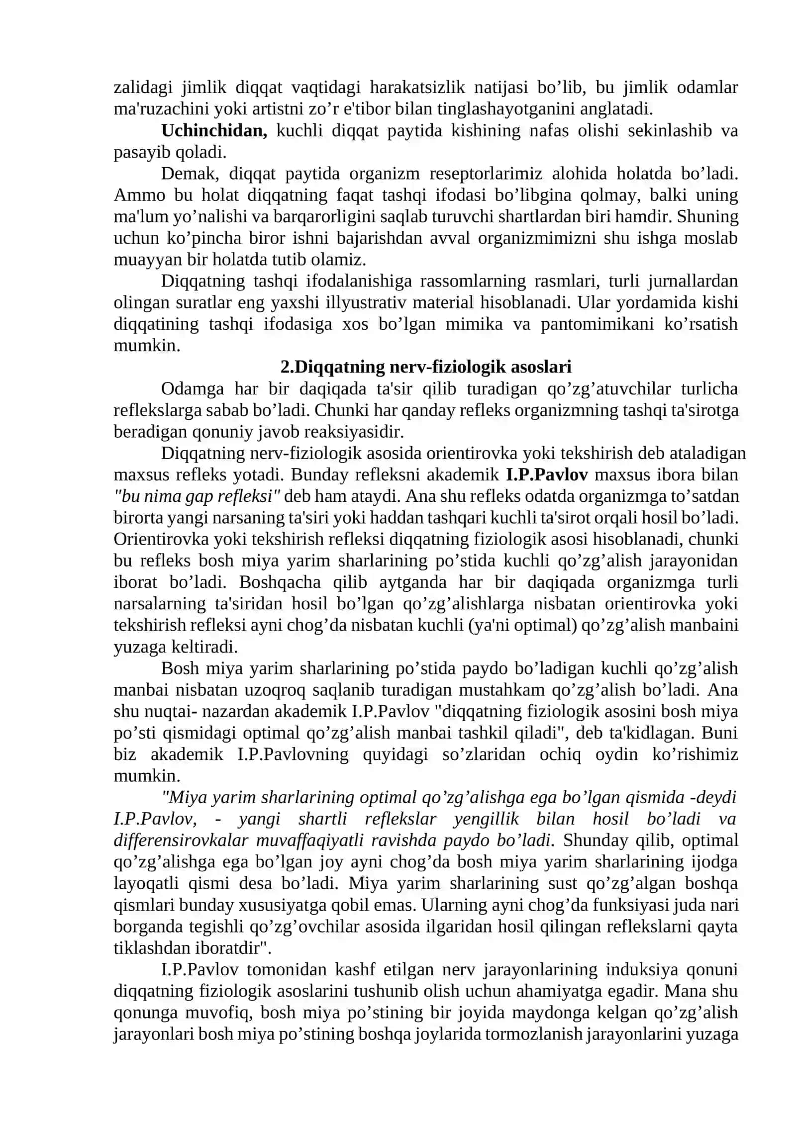 Diqqatning nerv-fiziologik asoslari 2