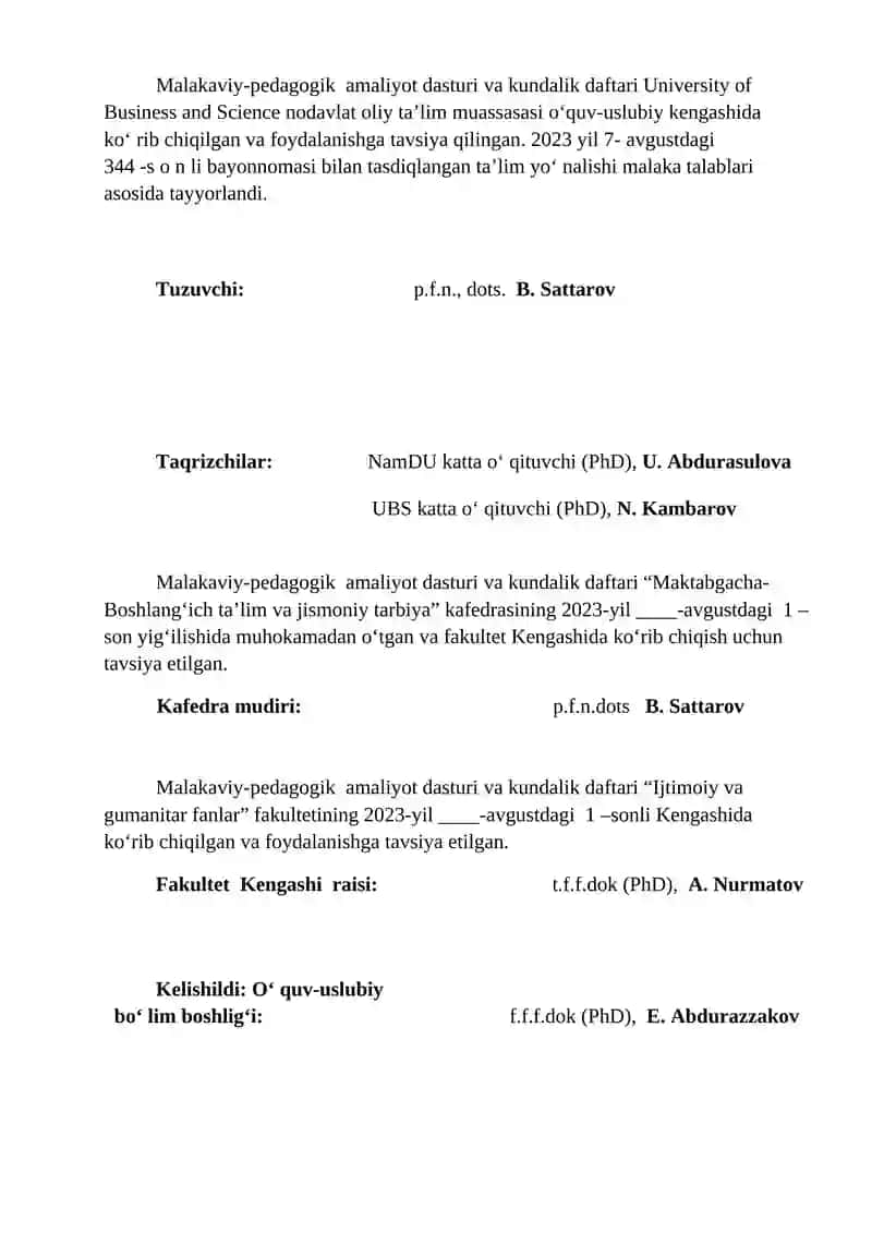 Malakaviy-pedagogik amaliyot dasturi 2