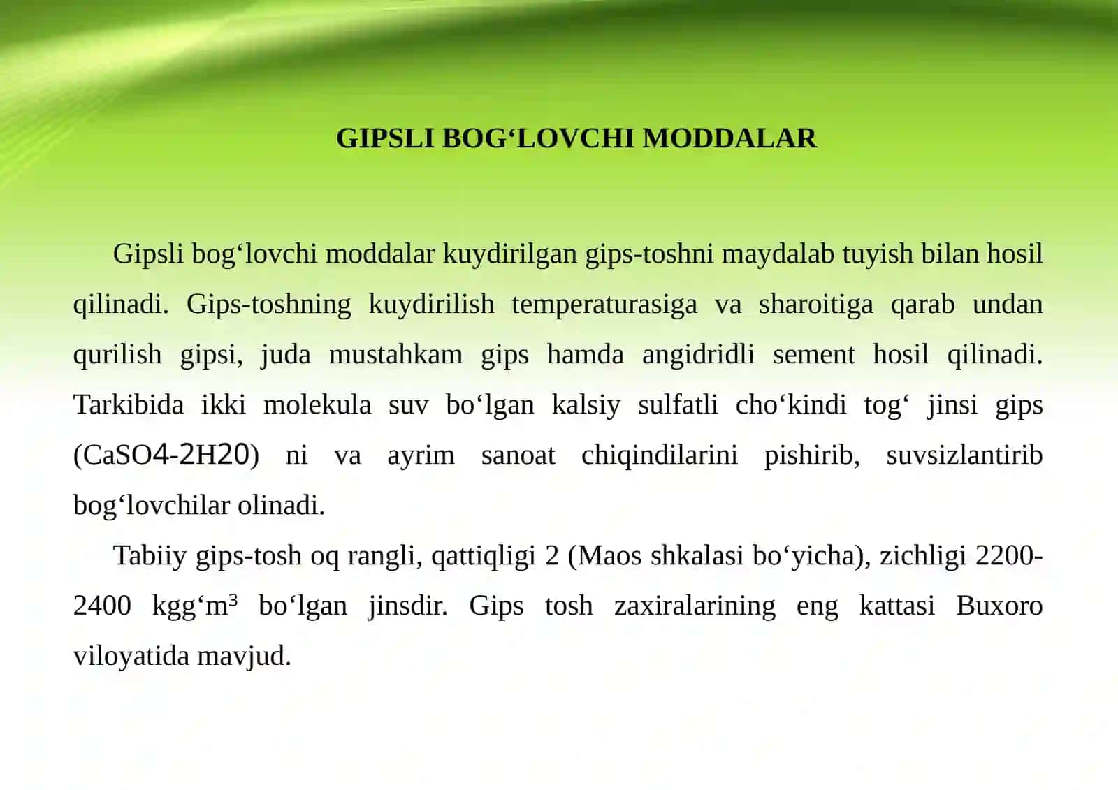 Gipsli bog‘lovchi moddalar 2
