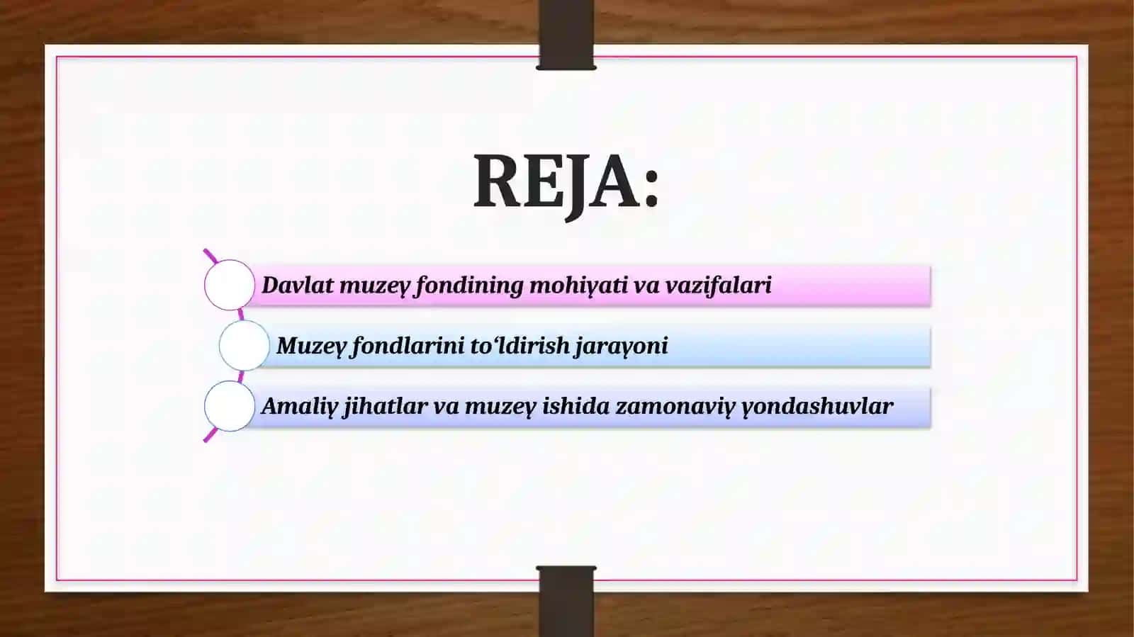 DAVLAT MUZEY FONDI. MUZEY FONDLARINI TO‘LDIRISH 2