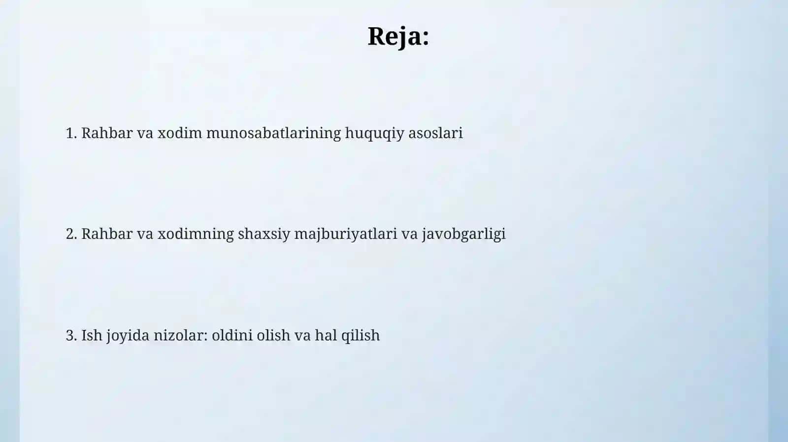 Rahbar va xodim munosabatlarning huquqiy asoslari 2