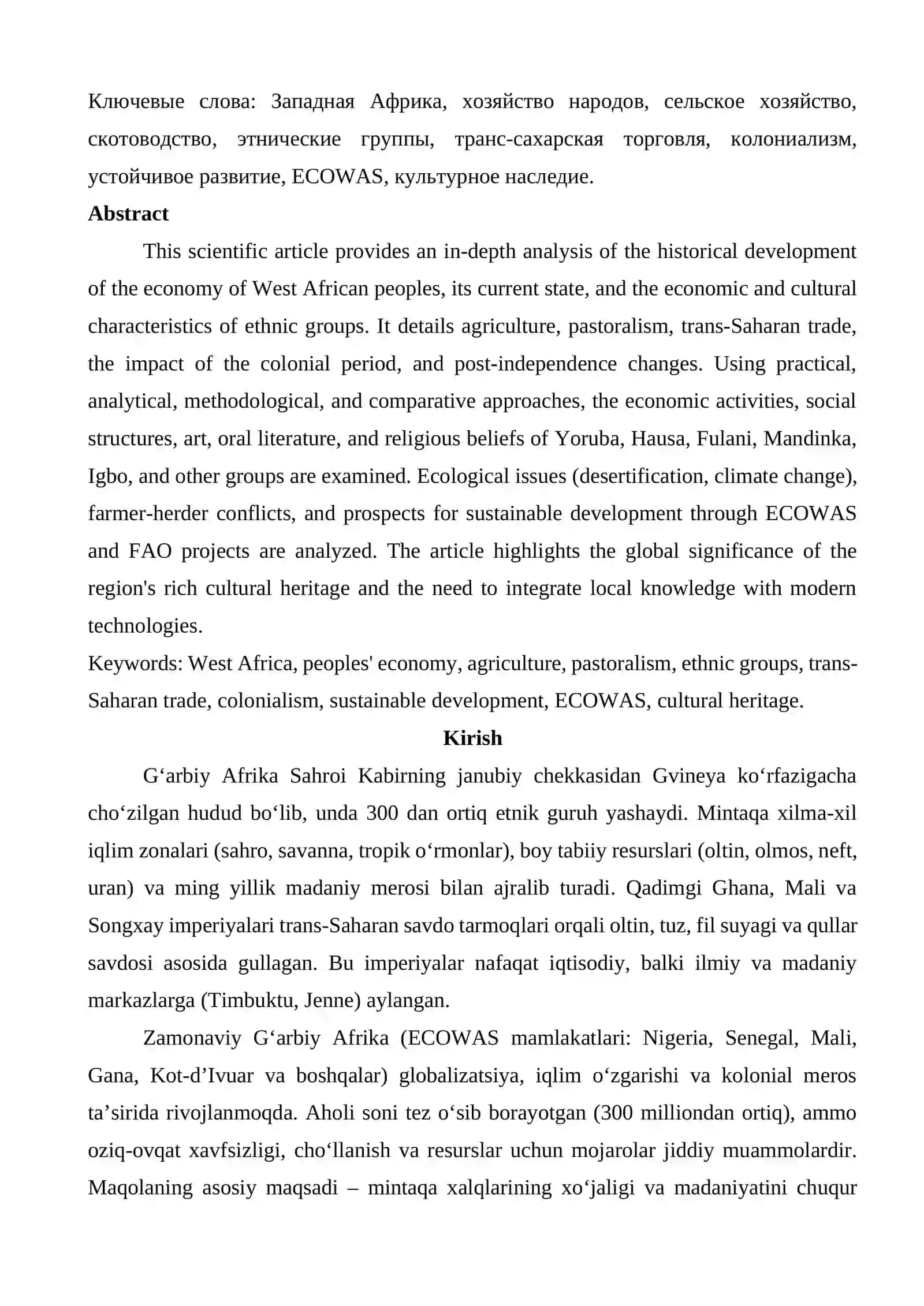 G‘arbiy Afrika xalqlari xo‘jaligi va madaniyati 2