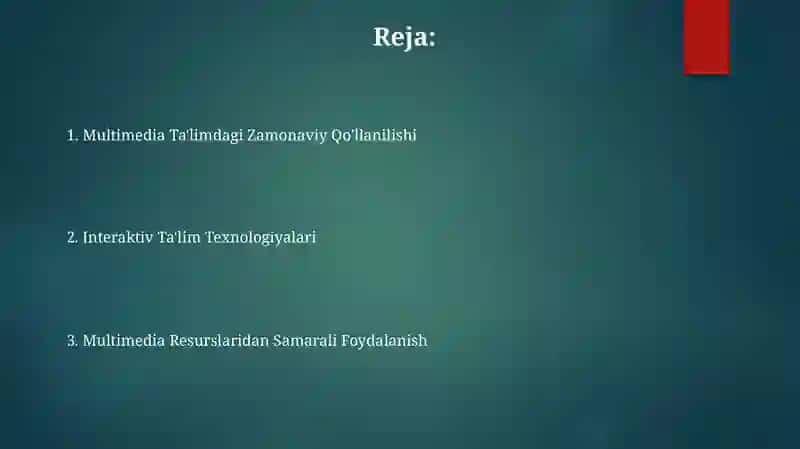 Multimedia va uning zamonaviy ta'limoti 2